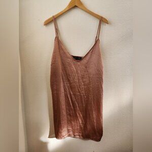 Carli Bybel X Misguided Satin Slip Dress Rose Gold Champagne Size 12